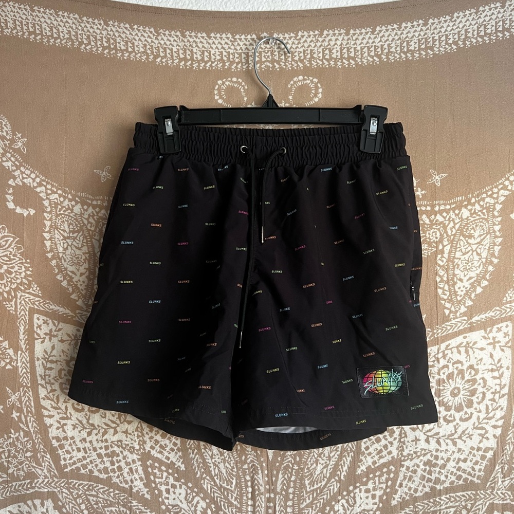 Black with Rainbow Watermark Slunks Shorts Size XS